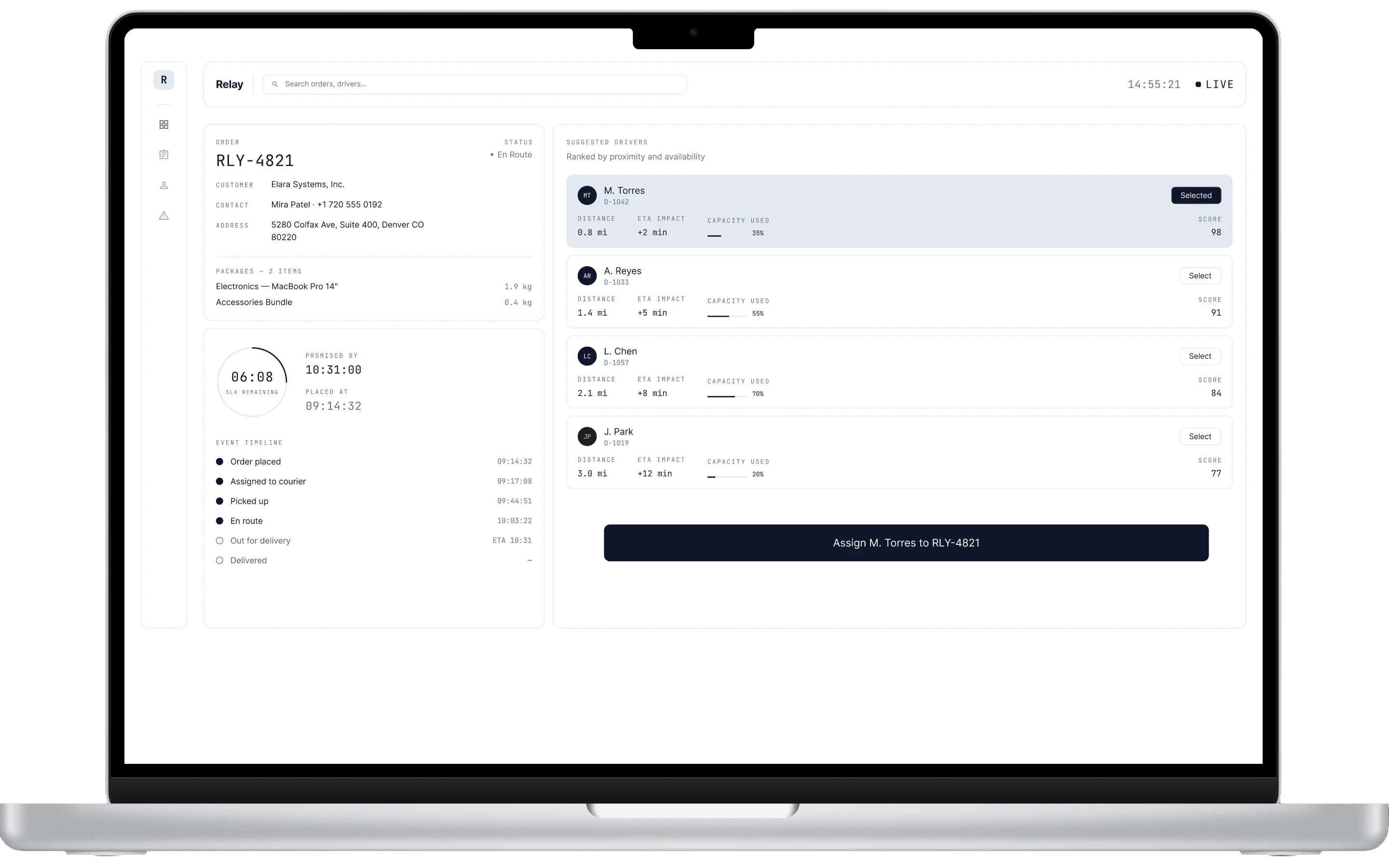Project interface screen